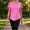 Hot Pink, variant on Dpjklzsn Women's Sport V-Neck Raglan Top, Curved Hem Short Sleeve Workout Shirt