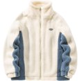 thumbnail image 1 of Aelfric Eden Suéter de gran tamaño con retazos de color para hombre Chaquetas Sherpa Chaquetas peludas de piel de oveja sintética con cremallera completa Abrigos cálidos y difusos, 1 of 4