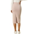 thumbnail image 3 of INSPIRE CHIC Women's Straight Skirt High Waist Midi Sweater Pencil Skirt M Apricot, 3 of 6