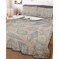thumbnail image 3 of Quilts Twin Size Bedding Set, Blue Shell Coastal Lightweight Quilted Comforter, Nautical Seaside Ocean Vintage Art Soft Reversible Bedspread Coverlet with Pillow Covers for All Season, 68" x 86", 3 of 7