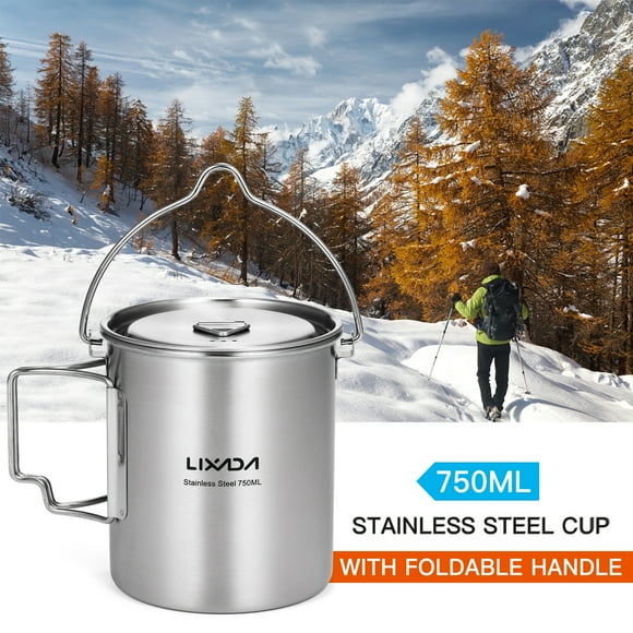 Stainless steel cup,Water Cup With Portable Water Cup Steel Pot Portable Cup With Lid Stainless Steel Lid And Handle Pot Portable Water Steel Cup 750ml Handle Outdoor Picnic And Handle Outdoor