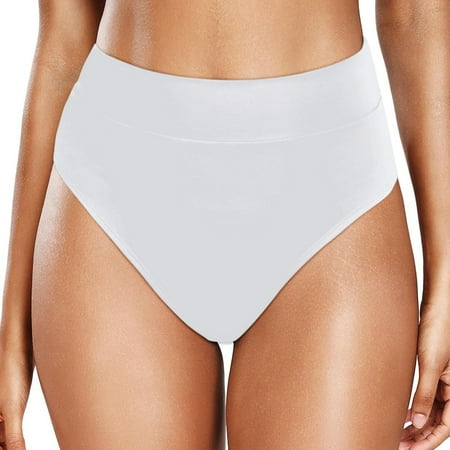 Women s Swim Bottom High Waist Retro Basic Full Coverage Bikini Tankini Swimsuit Briefs White XL