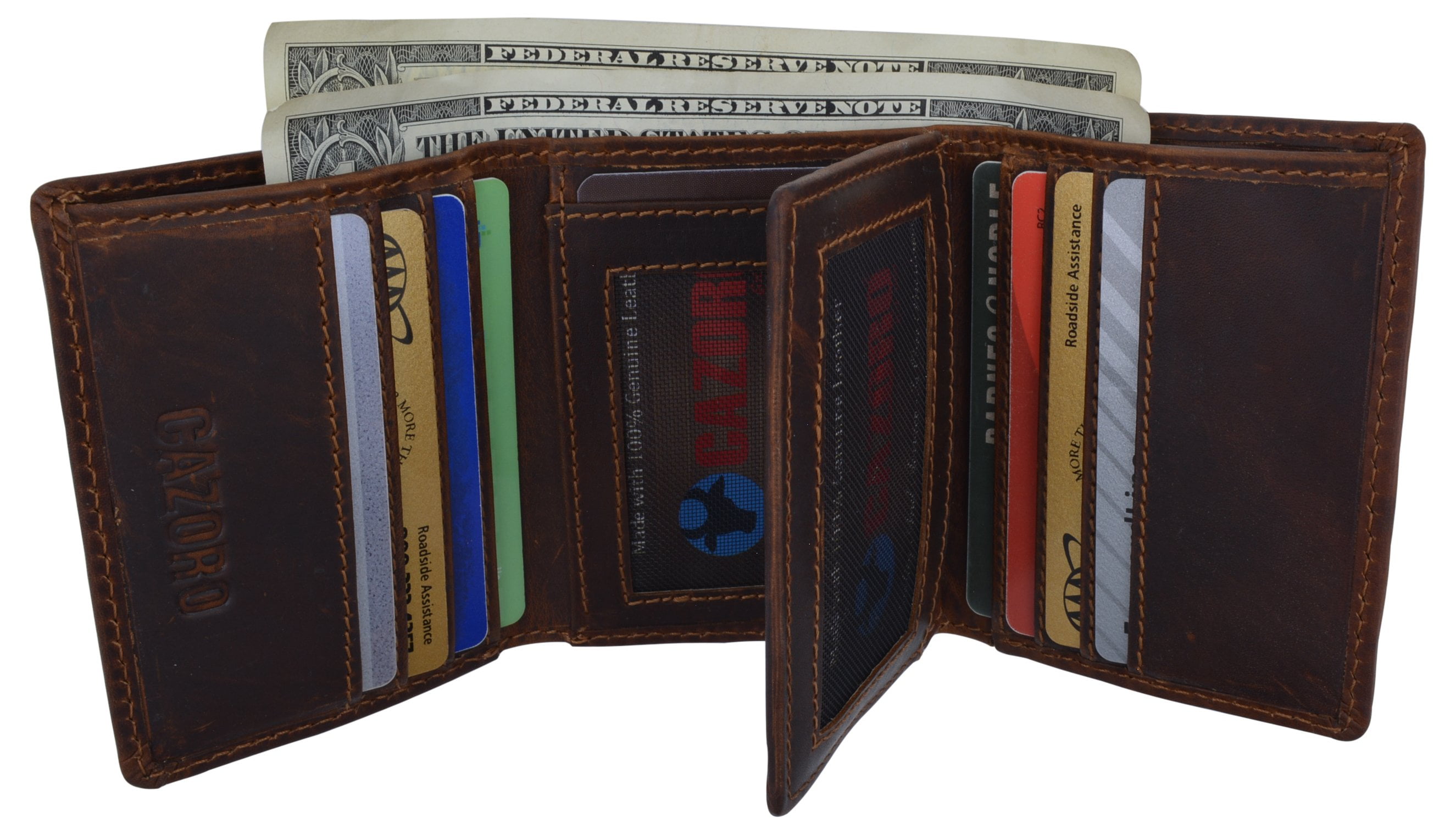 Men's Wallet RFID Blocking Genuine Leather Trifold Wallet 8 Card 3 ID BN in Box