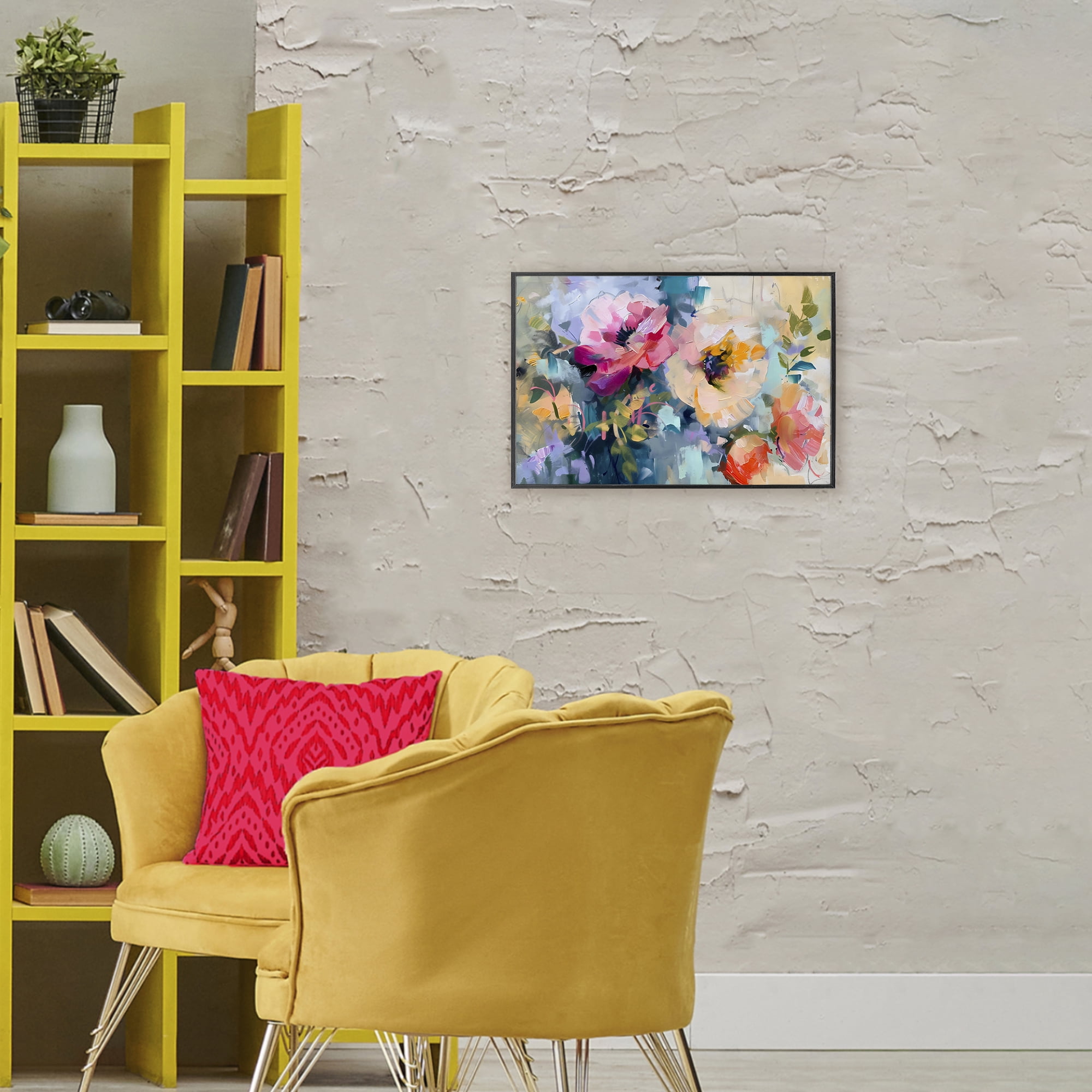 Stupell Industries Vibrant Florals Brushed Abstract Black Framed Giclee Art, design by Creative Studio
