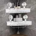 thumbnail image 3 of Corrugated Suction Cup Storage Holder Light Lu Xury Style Glacier Pattern Suction Cup Shelf No Drill Bathroom Suction Storage Bo X Suction Cup Storage Rack Without Punching Holes Mini Drying Rack Dish, 3 of 3