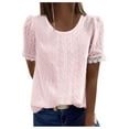 thumbnail image 2 of Tops for Women Dressy Casual Puff Short Sleeve T Shirts O Neck Top T Shirt, 2 of 7
