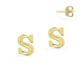 thumbnail image 2 of 14k Real Yellow Gold Initial Letters Stud Earrings /Alphabetic Letters Earrings / Diamond Cut Letters Earrings Push Back / Aretes Oro Real, 2 of 6