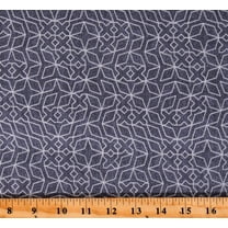 Cotton Geometric Shapes Patterned Metallic Gray Almost Blue by Libs Elliot Cotton Fabric Print by the Yard (A-9351-MC)