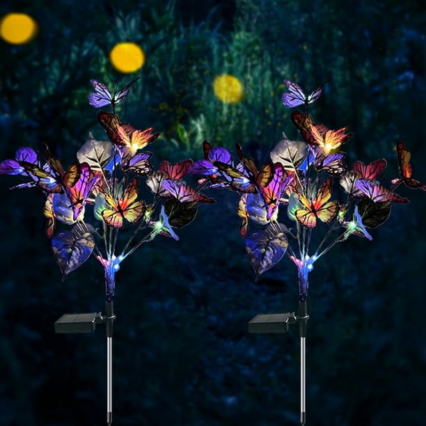Luz De Tierra 2 uds luces decorativas de paisaje de camino mariposa Solar duradera para el jardín del hogar