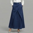 thumbnail image 5 of Maxi Wrap Skirts for Women Summer Elastic High Waisted Casual A Line Long Linen Skirt with Pockets, 5 of 7
