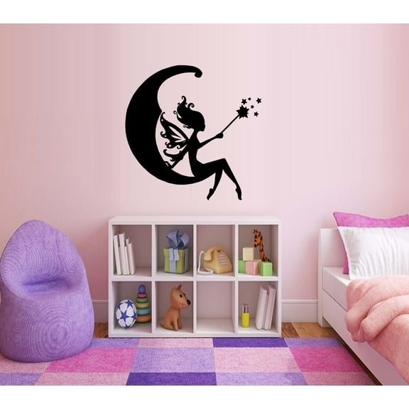 Decal ~ Fairy Moon #1 Chidlren Wall Decal 20" x 21"