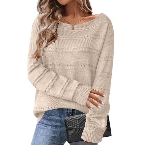 Zeagoo Womens Sweaters Cute Long Sleeve Off The Shoulder Pullover Tops Hollow Out Crochet Dressy Casual Outfits