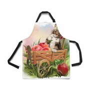 ASHLEIGH Cat Apple Harvest Fresh Fruit Apron for Women Men Girls Chef with Pockets Adjustable Bib Kitchen Cook Apron for Cooking Baking Gardening Pet Grooming Cleaning