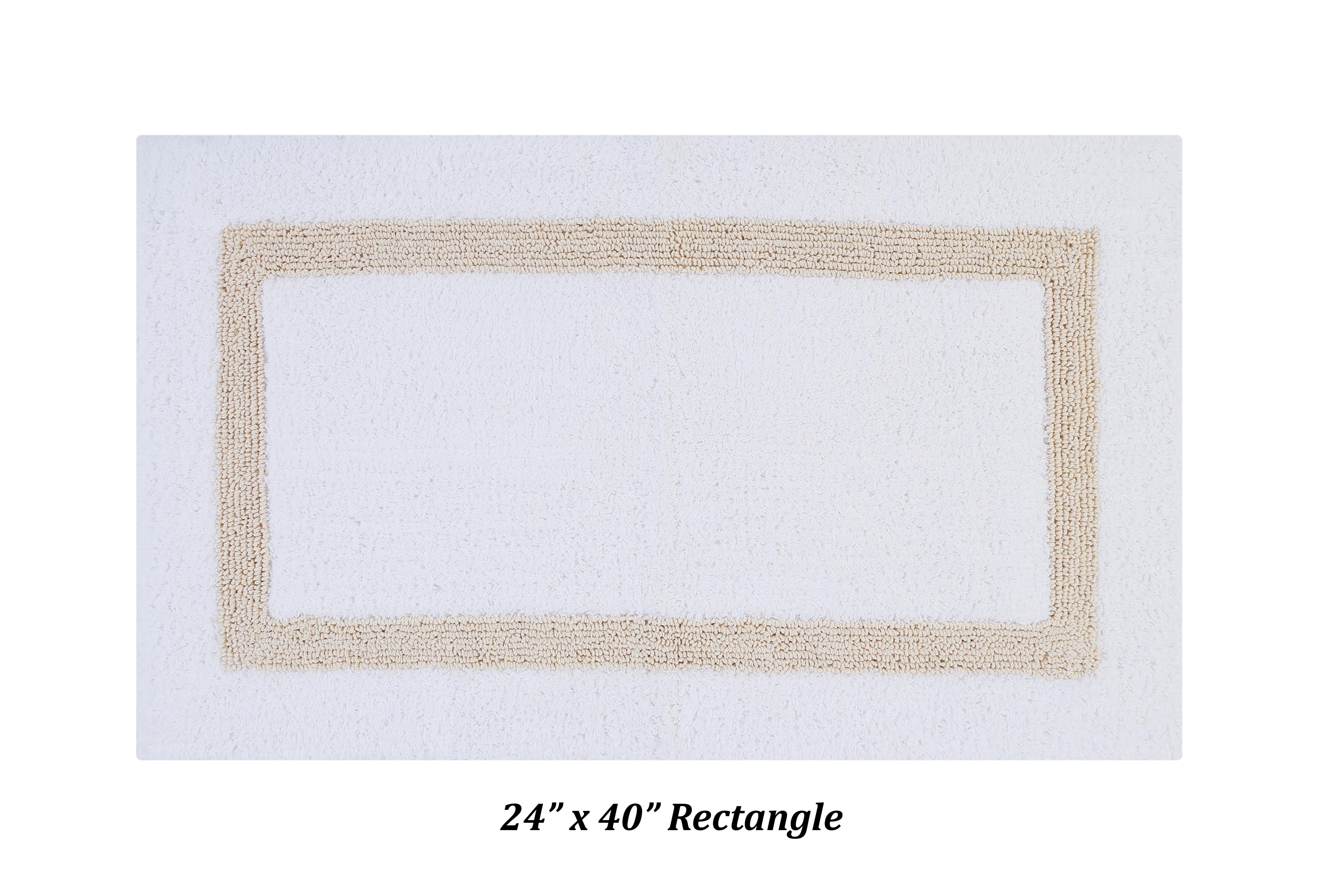 Better Trends 5 Piece Bathroom Rugs Set 100% Cotton Bath Rug Soft, Water Absorbent, Reversible, Machine Washable for Bathroom Decor Toilet Base Contour, Runner Mat Hotel Collection - White/Sand