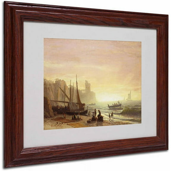 Trademark Fine Art "The Fishing Fleet 1862" Canvas Art by Albert Bierstadt, Wood Frame