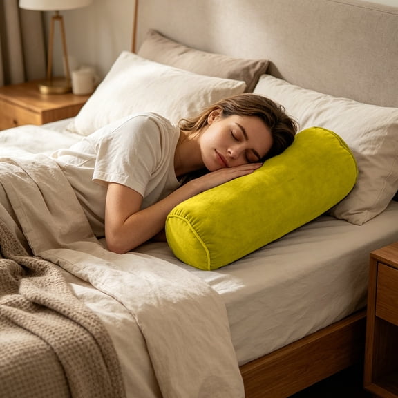 Neck Roll Pillow Cover, Cylindrical Bolster Pillowcase With Zipper Closure And Breathable Texture, Decorative Round Cushion Cover for Bedroom Sofa Living Room Guest Room Home Decor