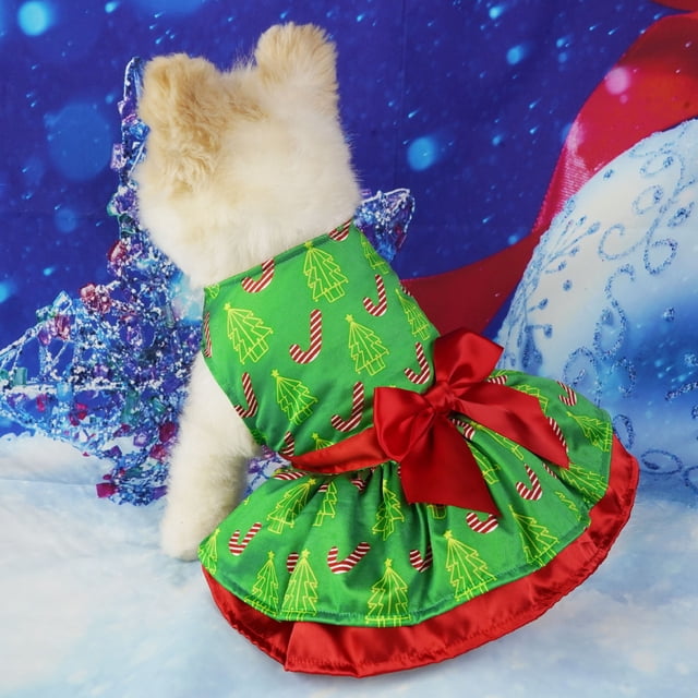 Vestido para Perro con Patrón de árbol de Navidad Suave y Cómodo Regalo Ideal para Fiesta de Navidad Diario ANGGREK Otros