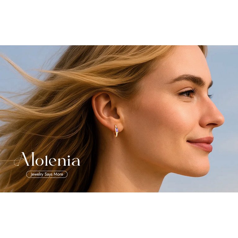 Gold Dangle Earrings For Women – Long CZ Drop Huggie Hoops, 14K Gold Plated, Hypoallergenic, Lightweight, Gift For Her