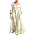 thumbnail image 2 of Sentmoon Womens Dress Long Sleeve V-Neck Spring Maxi Dresses for Women Ruffle Flowy Loose Casual Athletic Dress for Lounge and Relax, 2 of 8
