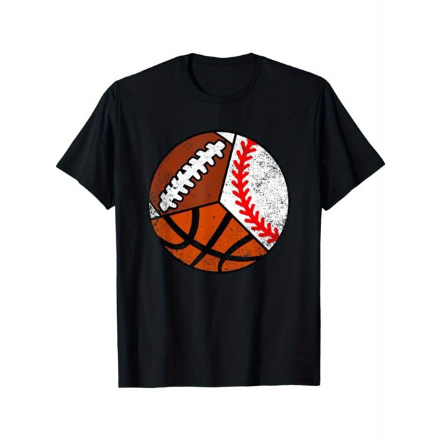 T-Shirt Athlétique pour Garçons - Coton Respirant, Col Rond, Manches Courtes avec Imprimés de Football et de Basketball - Parfait pour l'Été Tenue Décontractée