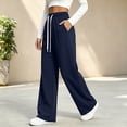 thumbnail image 4 of Dnhxils Womens Wide Leg Sweatpants with Pockets Casual Drawstring Pants Loose Trousers for Ladies Fall Fashion Outfits Blue XL, 4 of 7