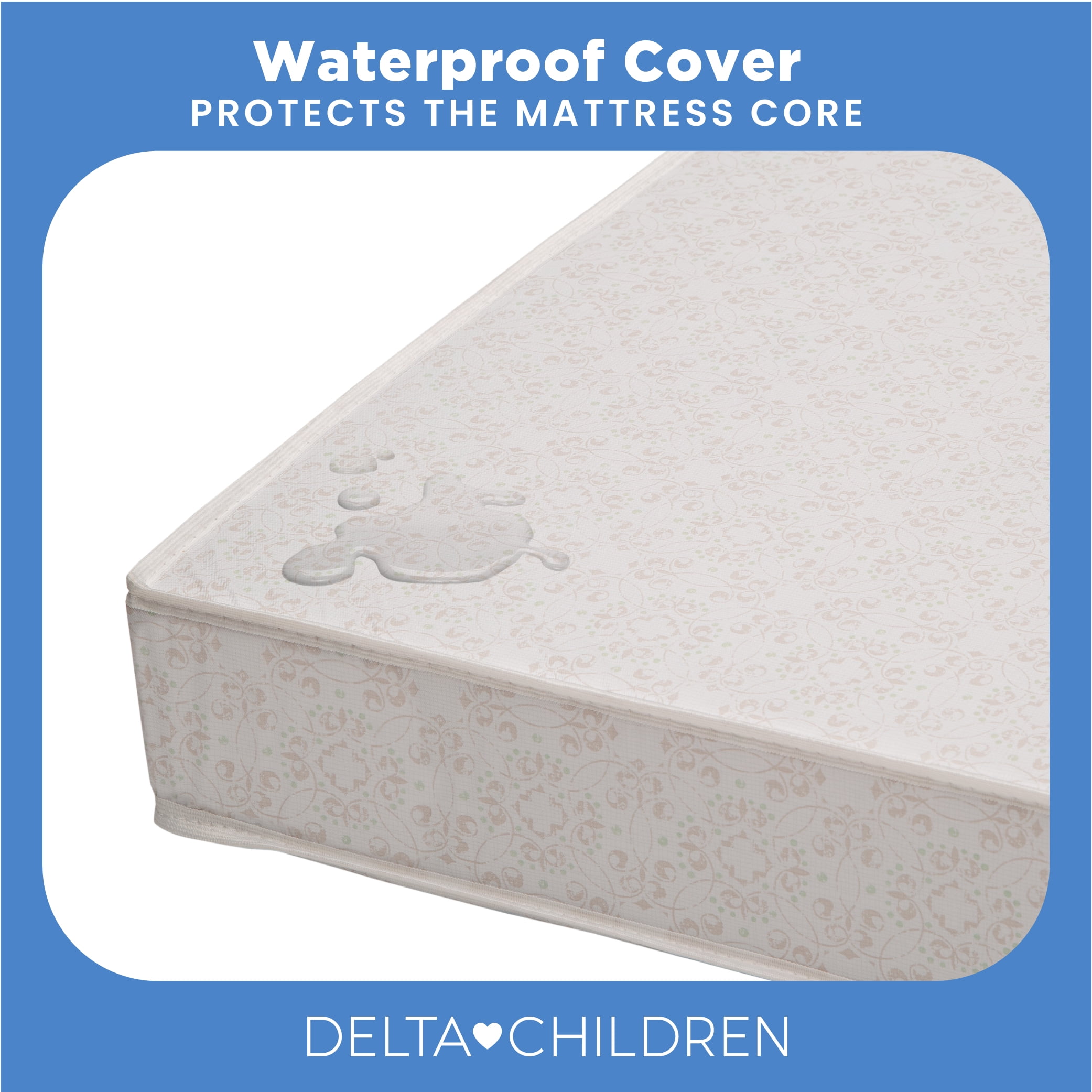 Delta Children Twinkle Stars 4-Inch Mini/Portable Crib Mattress - Premium Sustainably Sourced Fiber Core - Waterproof - GREENGUARD Gold Certified (Non-Toxic) - Trusted 10 Year Warranty - Made in USA