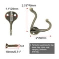 thumbnail image 2 of 2pcs Dual Metal Robe Hooks Coat Bag Clothes Wall Hooks DIY Closets Hangers w Screws Home Storage Holder, Bronze Tone, 2 of 7