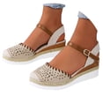 thumbnail image 3 of Bmisegm Sandales Compensées à Talon Compensé Épais pour Femmes, Tressées, Bout Rond, Bride à Boucle, Été, Sandales pour Femmes Été Blanc 7.5, 3 of 8