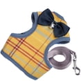 thumbnail image 2 of Feelers Pet Cat Dog Harness and Leash for Walking, Soft Adjustable Vest Harnesses, Grid, Yellow, 2 of 5