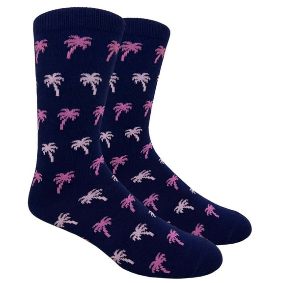 Urban-Peacock Men's Dress & Groomsmen Socks - Navy Blue with Pink Palm Trees - 1 Pair