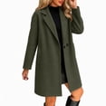 thumbnail image 4 of Afelkas Women's Oversized Wool Blend Peacoat Double Breasted Notch Lapel Mid Length Warm Winter Coat with Pockets, 4 of 6