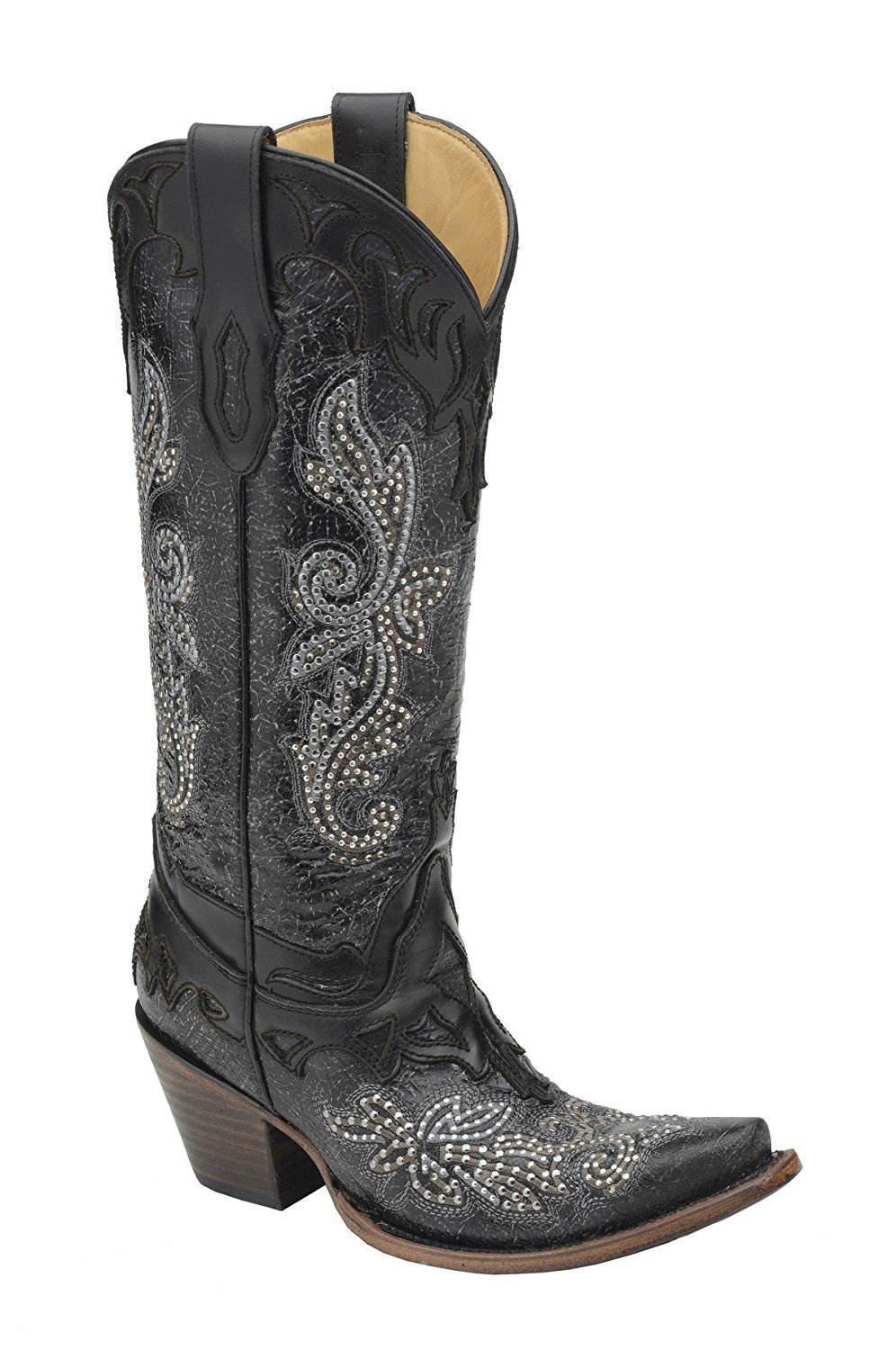 womens black snip toe cowboy boots