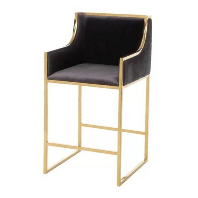 Take Me Home Modern Luxurious Black Velvet Counter Stool for Dining Area