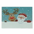 thumbnail image 1 of Santa Cutting Board, Rudolph Deer and Santa Claus Greeting the New Year Happily in Cartoon Style, Decorative Tempered Glass Cutting and Serving Board, Small Size, Multicolor, by Ambesonne, 1 of 1