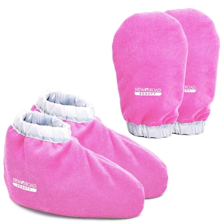 New Road Beauty Paraffin Wax Treatment Glove and Bootie Set - Pink