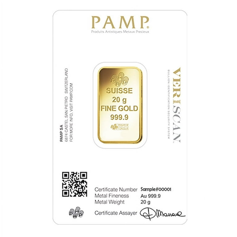 金　GOLD 20g PAMP Suisse 20g Lady Fortuna Gold Bullion Bar Veriscan .9999 Fine