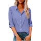 thumbnail image 1 of Camisas de Manga Larga para las Mujeres Blusa de Túnica de Imitación de Botón de Solapa de Ajuste Suelto con Tela Suave, Top de Verano Transpirable para Uso Diario Informal, 1 of 7