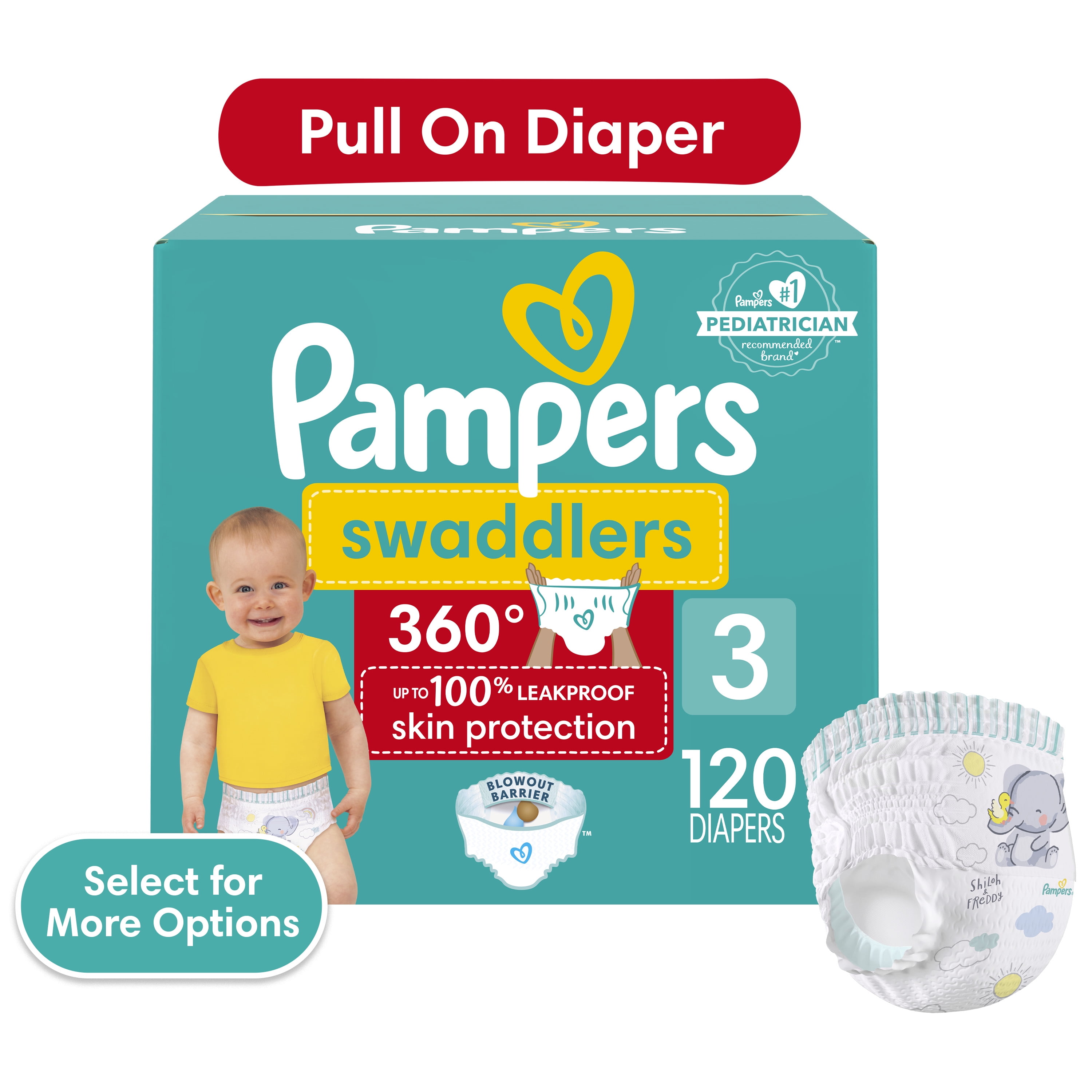 Pampers Swaddlers 360 Diapers Size 5 - 116 Count, Leakproof & Hypoallergenic