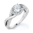 thumbnail image 4 of JeenMata Elegant 1 Carat - Round Moissanite - Pave - Twisted Band - Infinity - Swirl Engagement Ring - 10K White Gold, 4 of 7