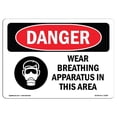 thumbnail image 1 of SignMission OS-DS-D-35-L-1608 OSHA Danger Sign - Wear Breathing Apparatus in This Area, 1 of 1