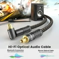 thumbnail image 7 of RAWAUX 90 Degree Right Angle Optical Audio Cable, 360 Rotatable Toslink SPDIF Cord (10ft/3m, Black), 7 of 7