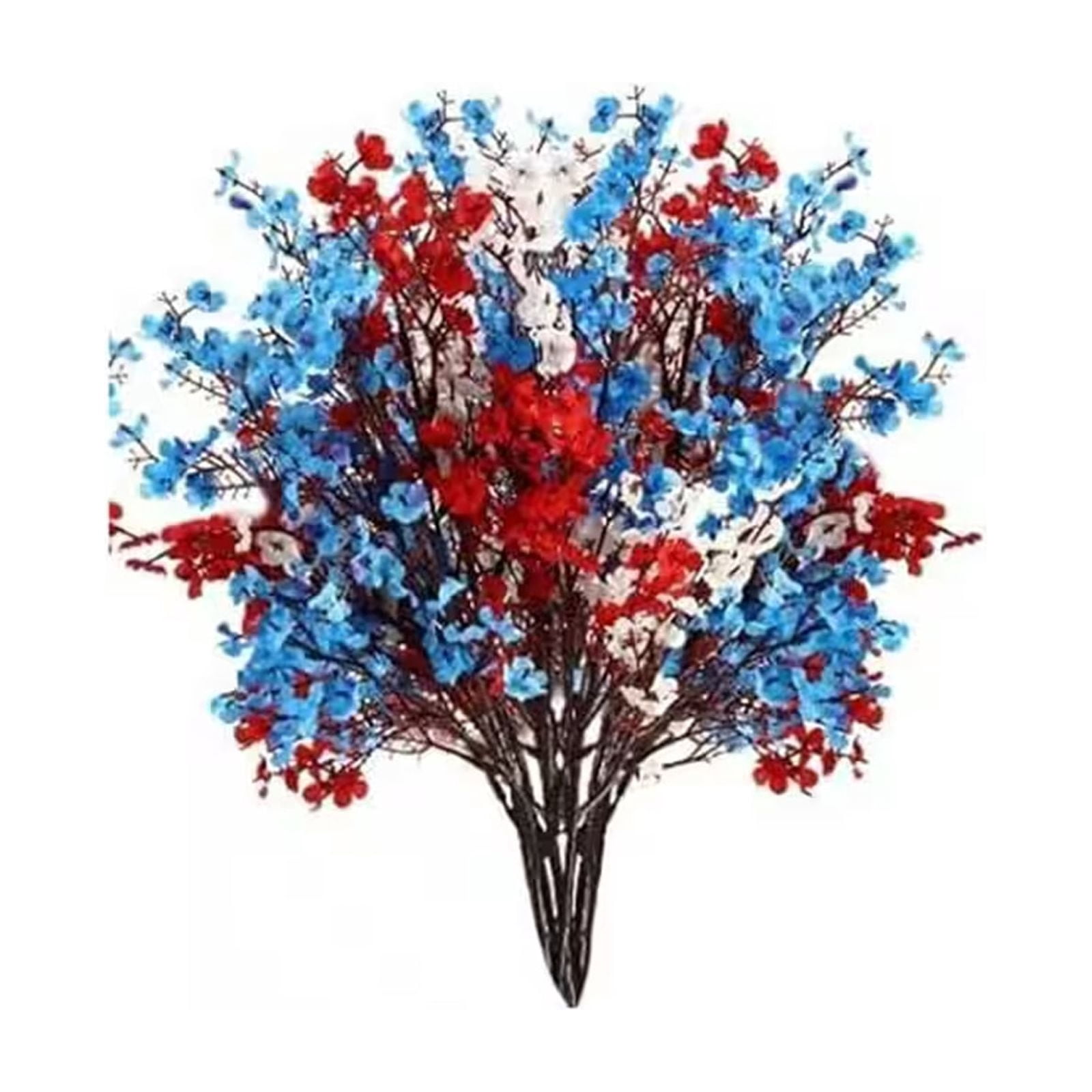 Red WhiteandBlue Decorations, Blue Silk Flowers, 18inStems, Artificial Flower Bouquet, Patriotic Decorations, 4ThofJuly Decorations, BlueandWhite Decor, 15 Stems, 1 Pc