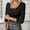 Black, variant on Womens Ribbed Knit Fitted T-Shirt 3/4 Sleeve U-Neck Casual Top Comfortable Stretchy Basic Tee Lightweight Texture Layering Blouse