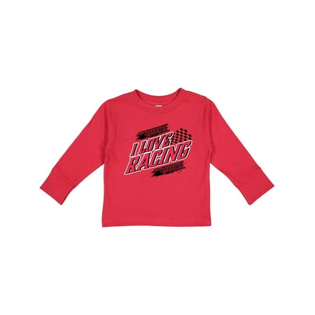 

Inktastic I Love Racing with Tire Marks Gift Toddler Boy or Toddler Girl Long Sleeve T-Shirt
