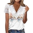 thumbnail image 3 of TaTaai Spring Floral Printed Pullover for Women， V Neck Short Sleeve Casual Top， Lightweight Loose Fit Blouse for Daily Outfits Gift, 3 of 5