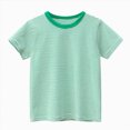 thumbnail image 2 of Xudanell Toddler Boy Summer Clothes contrast collar Crewneck Short Sleeve T Shirts For Boys Children Green 3-4 Years, 2 of 9