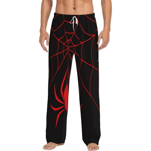 Fotbe Red Spider Men's Classic Pajama Pants with Elastic Waist and Drawstring Pockets,Pajama Pants Mens Lounge Pants Super Soft-X-Large