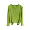 thumbnail image 5 of Soft Cotton T-Shirts for Women Spring Fall Base Tee Shirt Crew Neck Top Solid Color Casual Lightweight Tshirts (L, Green 01), 5 of 7