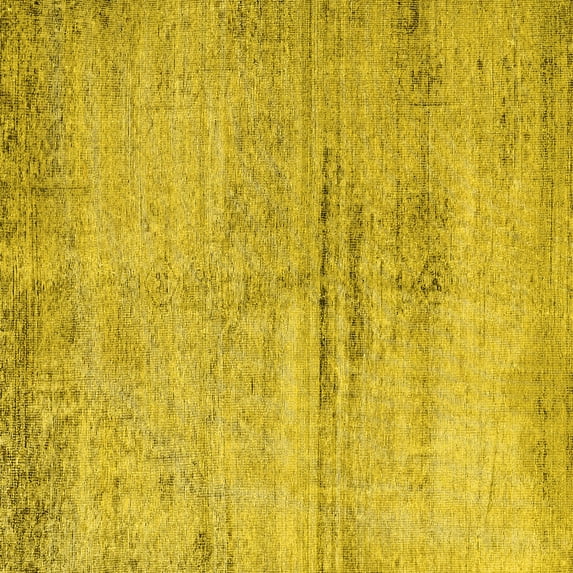 Ahgly Company Machine Washable Indoor Square Persian Yellow Traditional Area Rugs, 7' Square