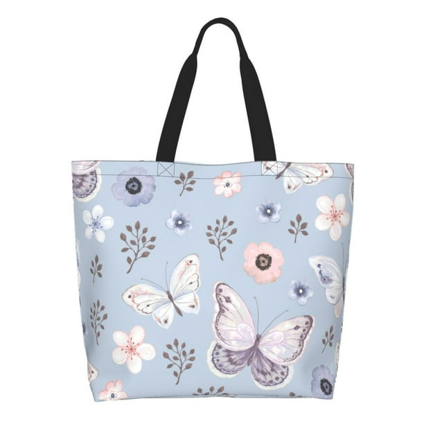 Disketp Blue Butterfly Bolsa Tote Estampada para Mujer, Bolso de Hombro y de Mano para Compras y Viajes